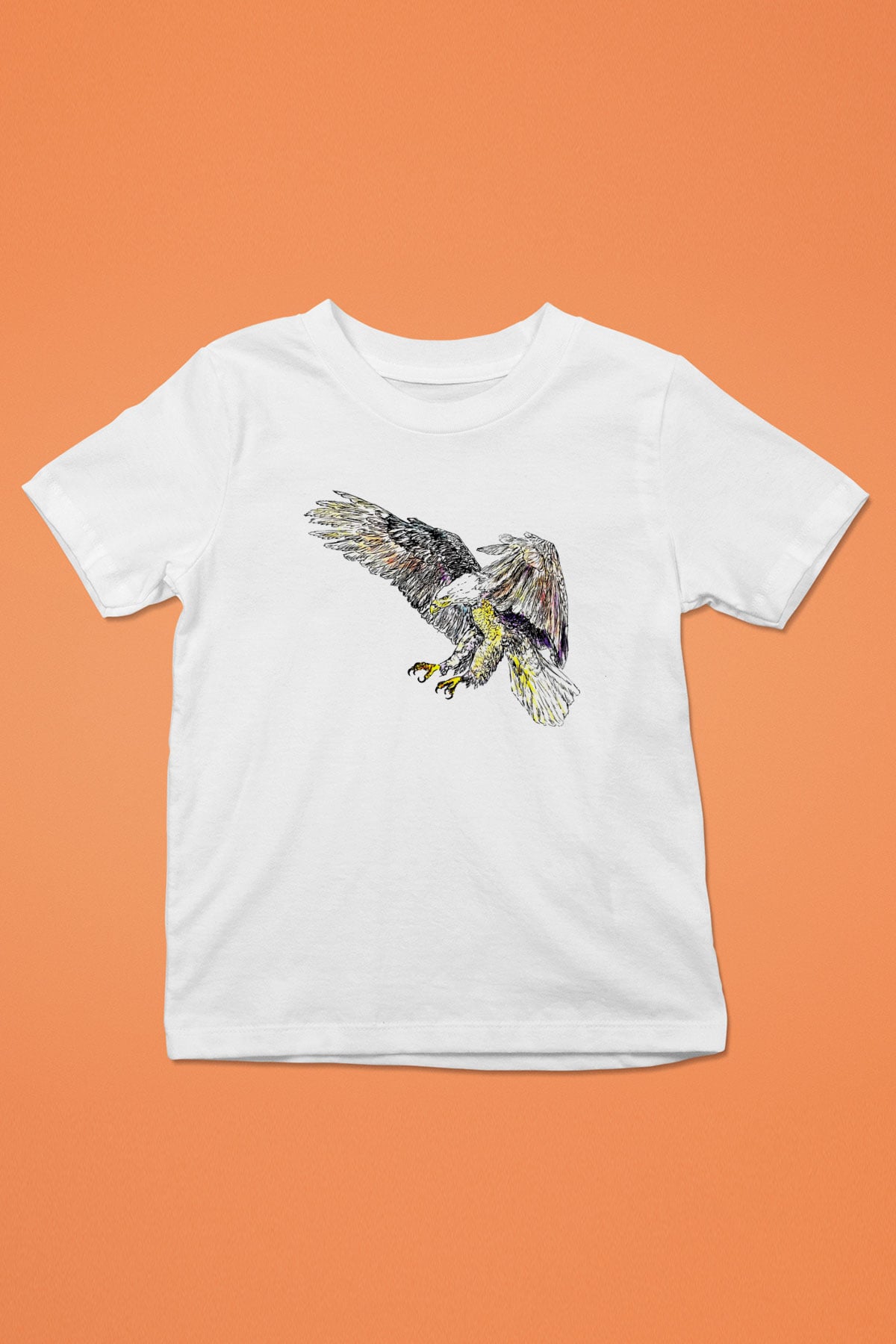 Kartal Baskılı Beyaz Unisex Çocuk Tişört