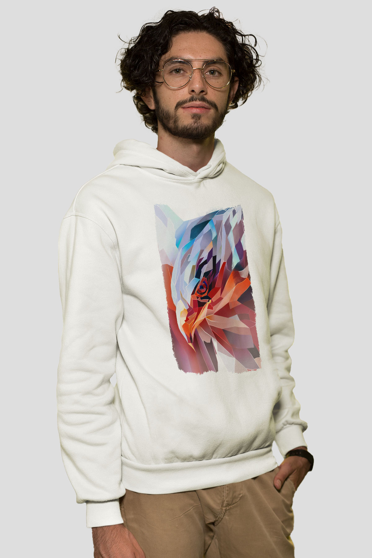 Kartal Beyaz Unisex Hoodie