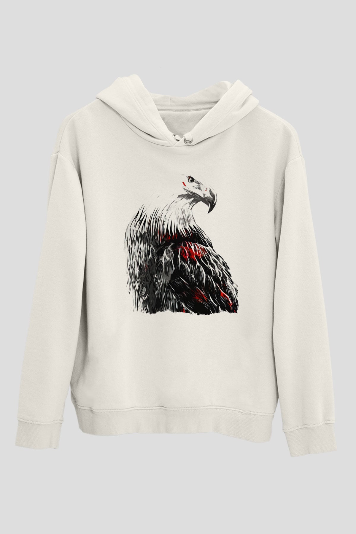 Kartal Beyaz Unisex Hoodie