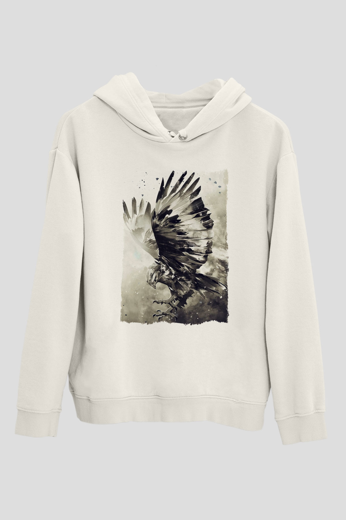 Kartal Beyaz Unisex Hoodie