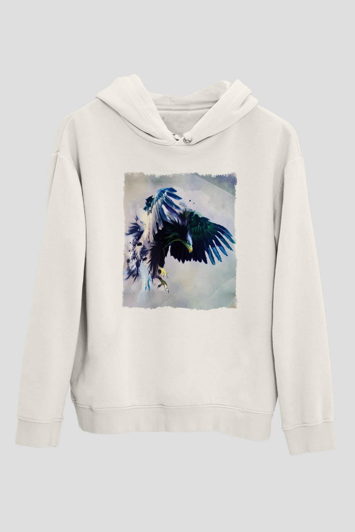 Kartal Beyaz Unisex Hoodie