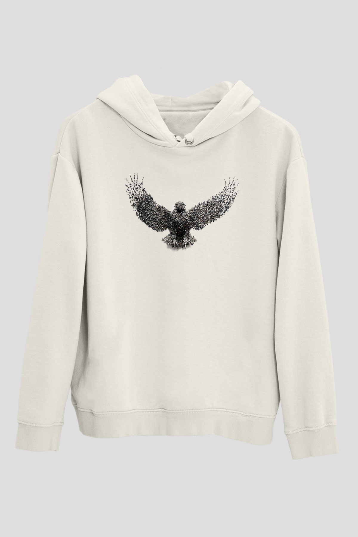 Kartal Beyaz Unisex Kapşonlu Sweatshirt