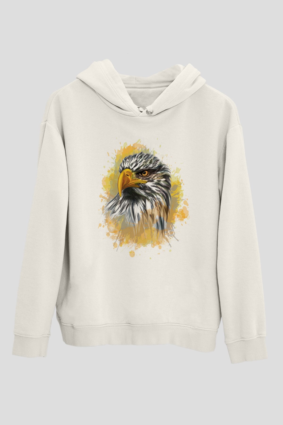 Kartal Beyaz Unisex Kapşonlu Sweatshirt