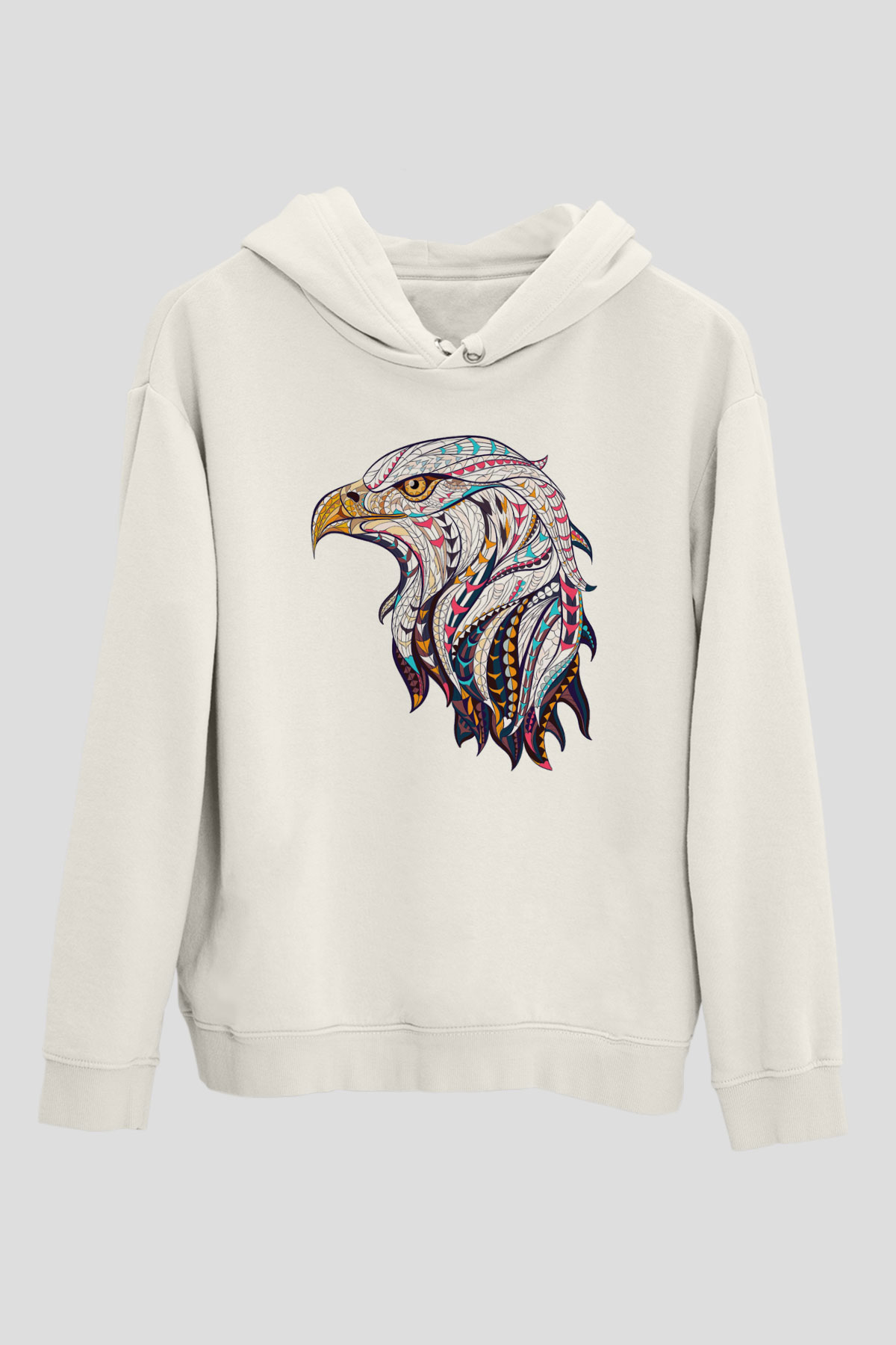 Kartal Beyaz Unisex Kapşonlu Sweatshirt