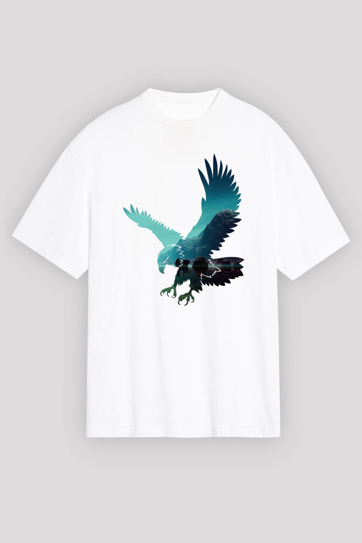 Kartal Beyaz Unisex Oversize Tişört T-Shirt