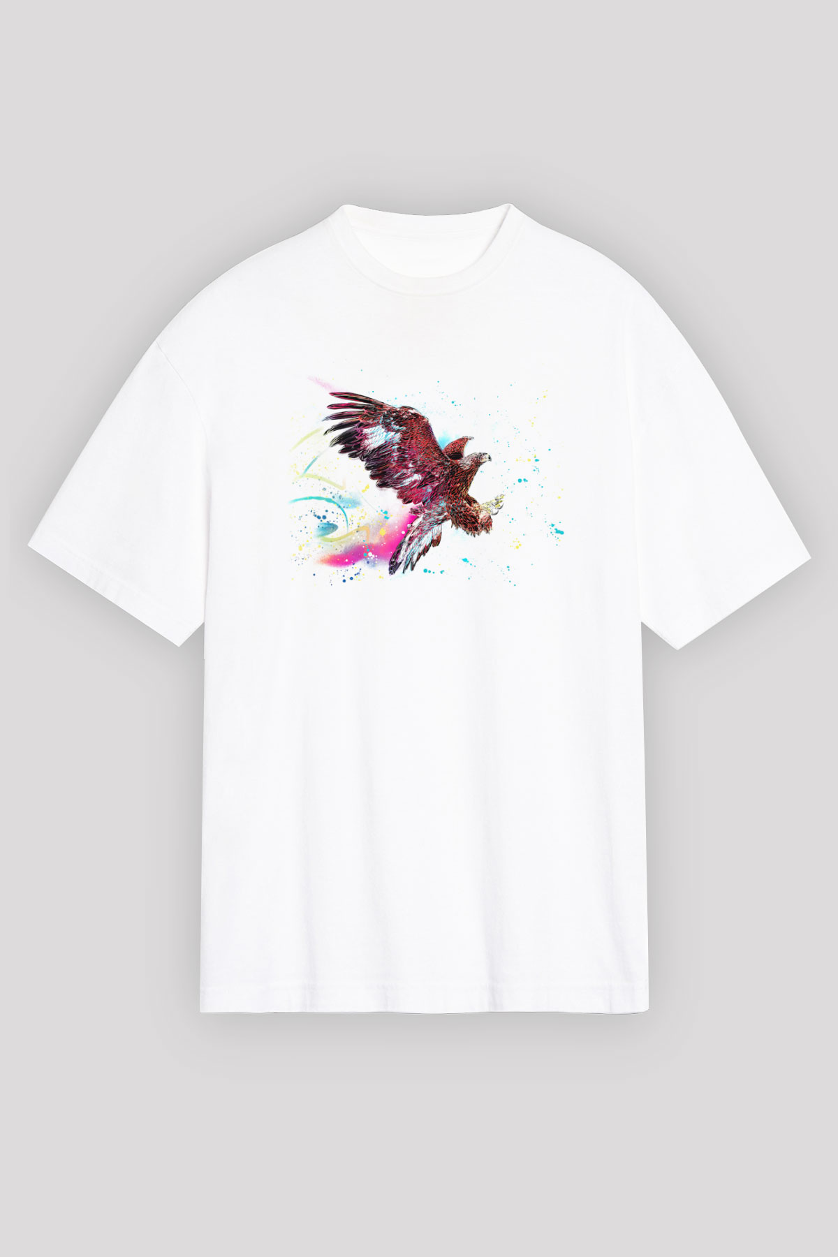 Kartal Beyaz Unisex Oversize Tişört T-Shirt