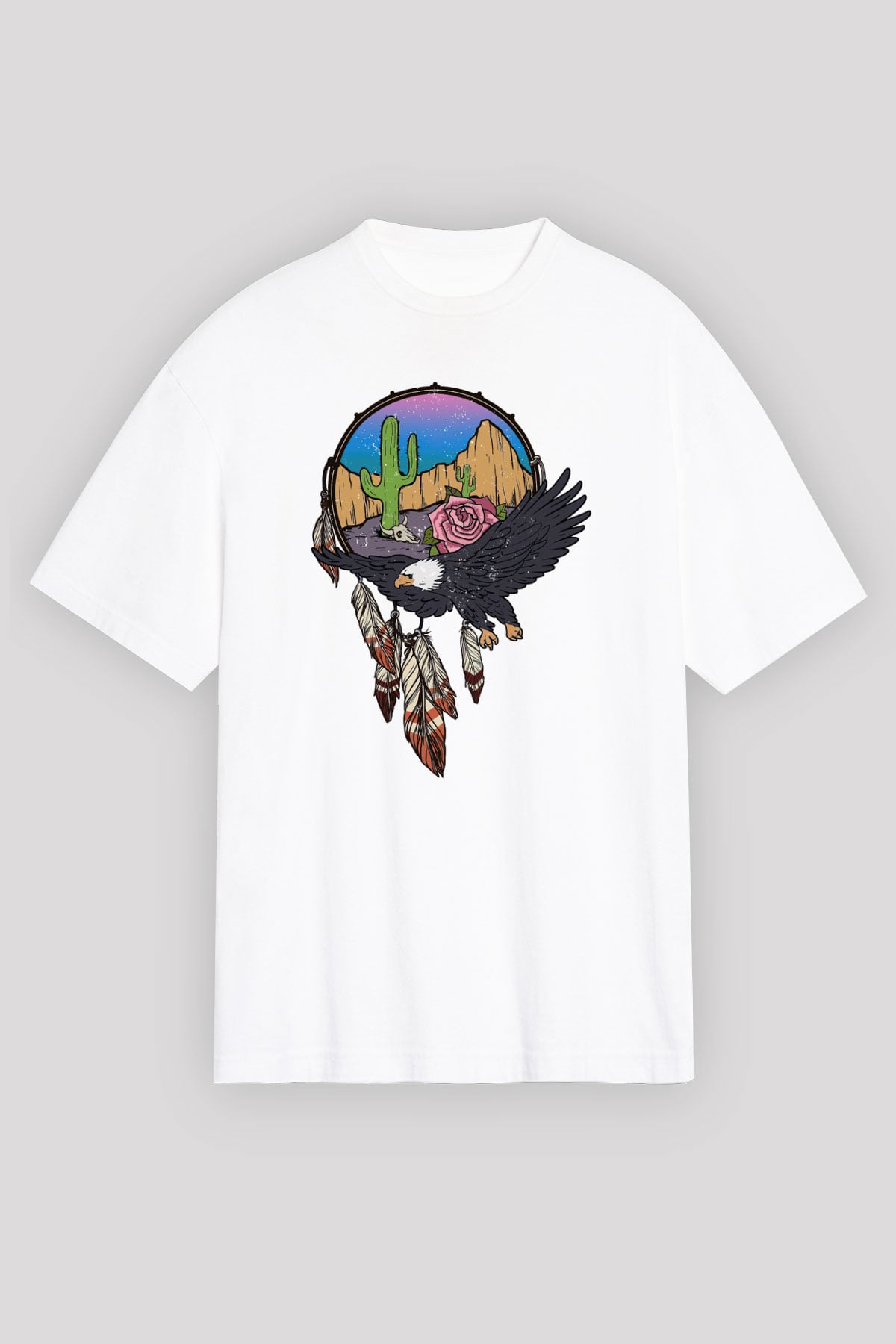 Kartal Beyaz Unisex Oversize Tişört T-Shirt