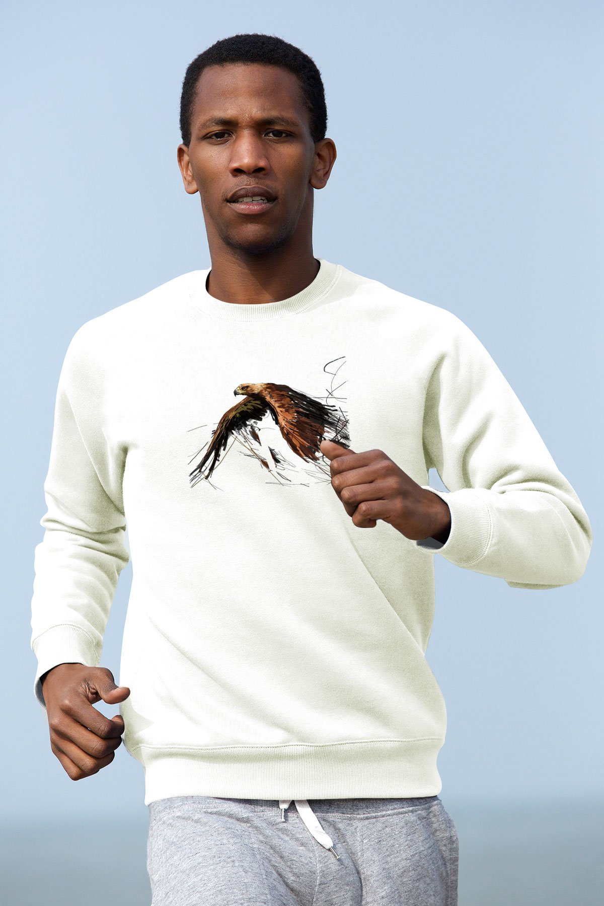 Kartal Beyaz Unisex Sweatshirt
