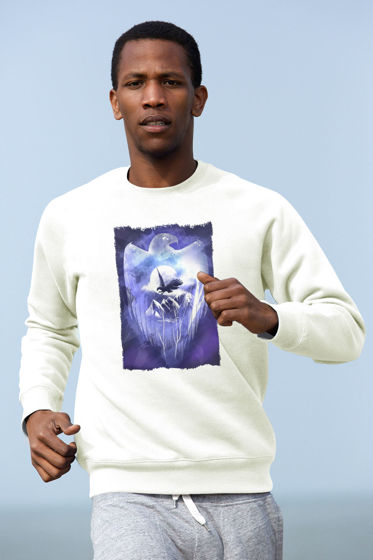 Kartal Beyaz Unisex Sweatshirt