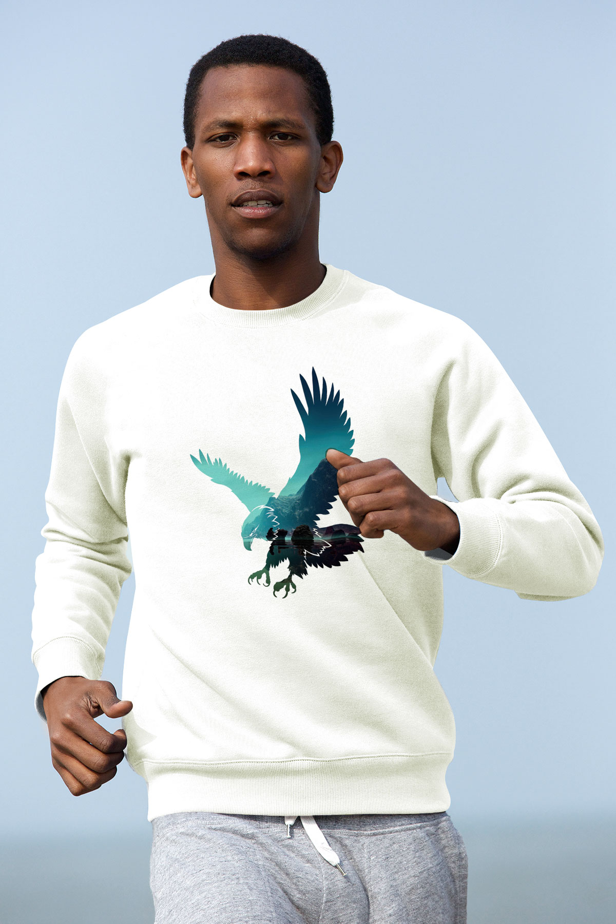 Kartal Beyaz Unisex Sweatshirt