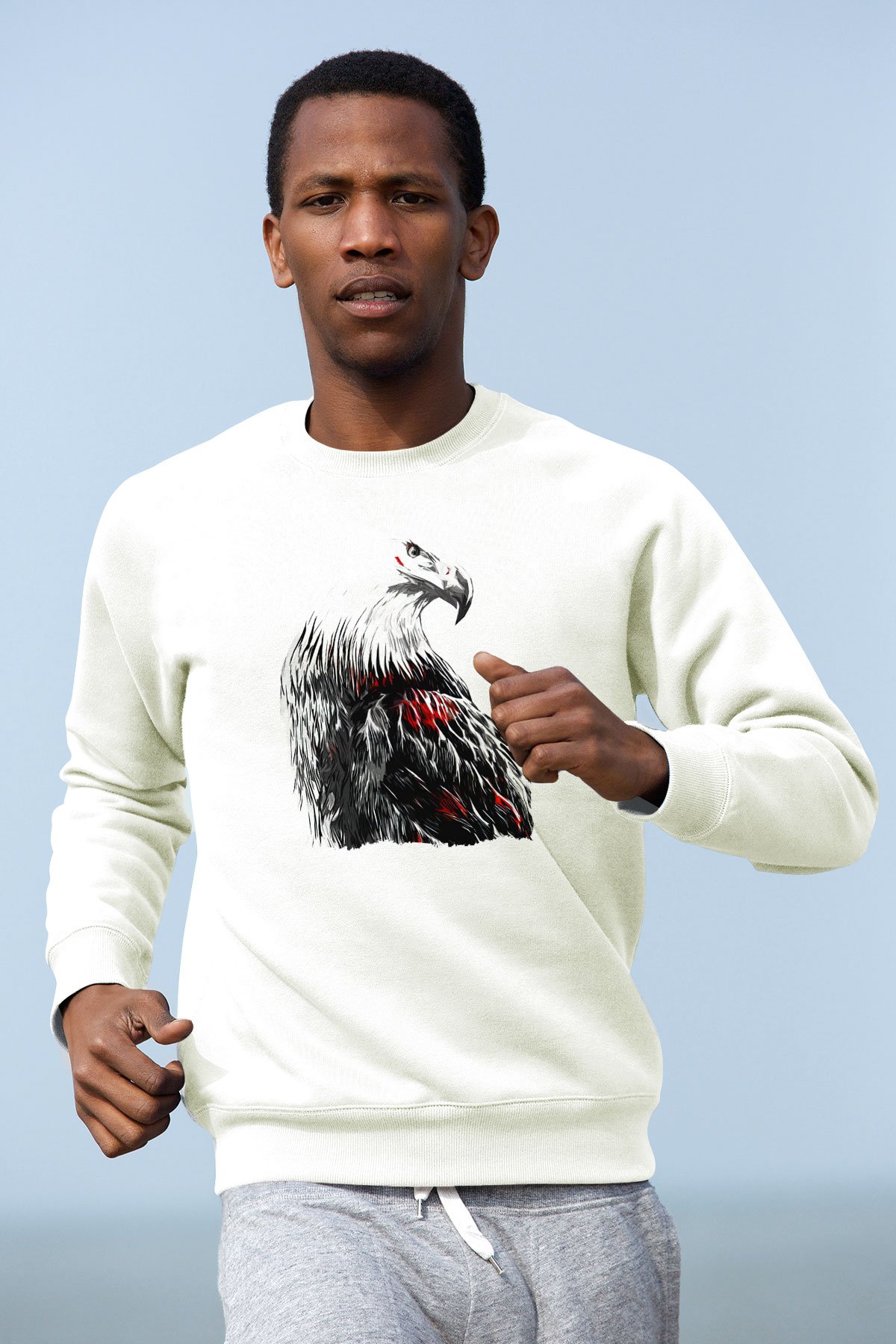 Kartal Beyaz Unisex Sweatshirt