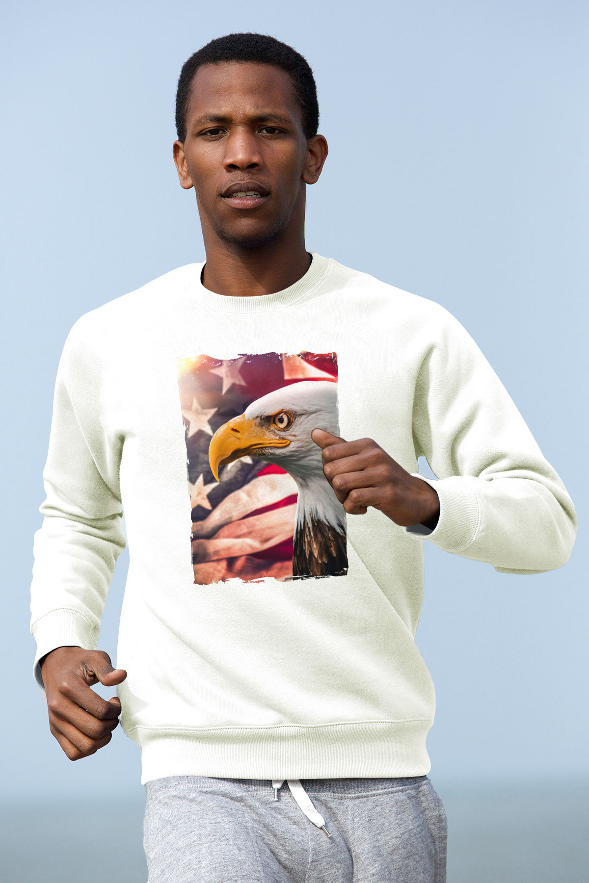 Kartal Beyaz Unisex Sweatshirt