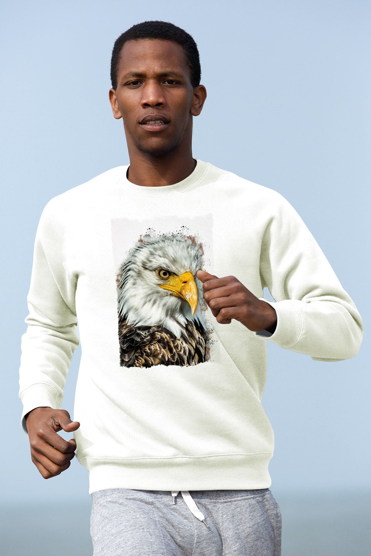 Kartal Beyaz Unisex Sweatshirt