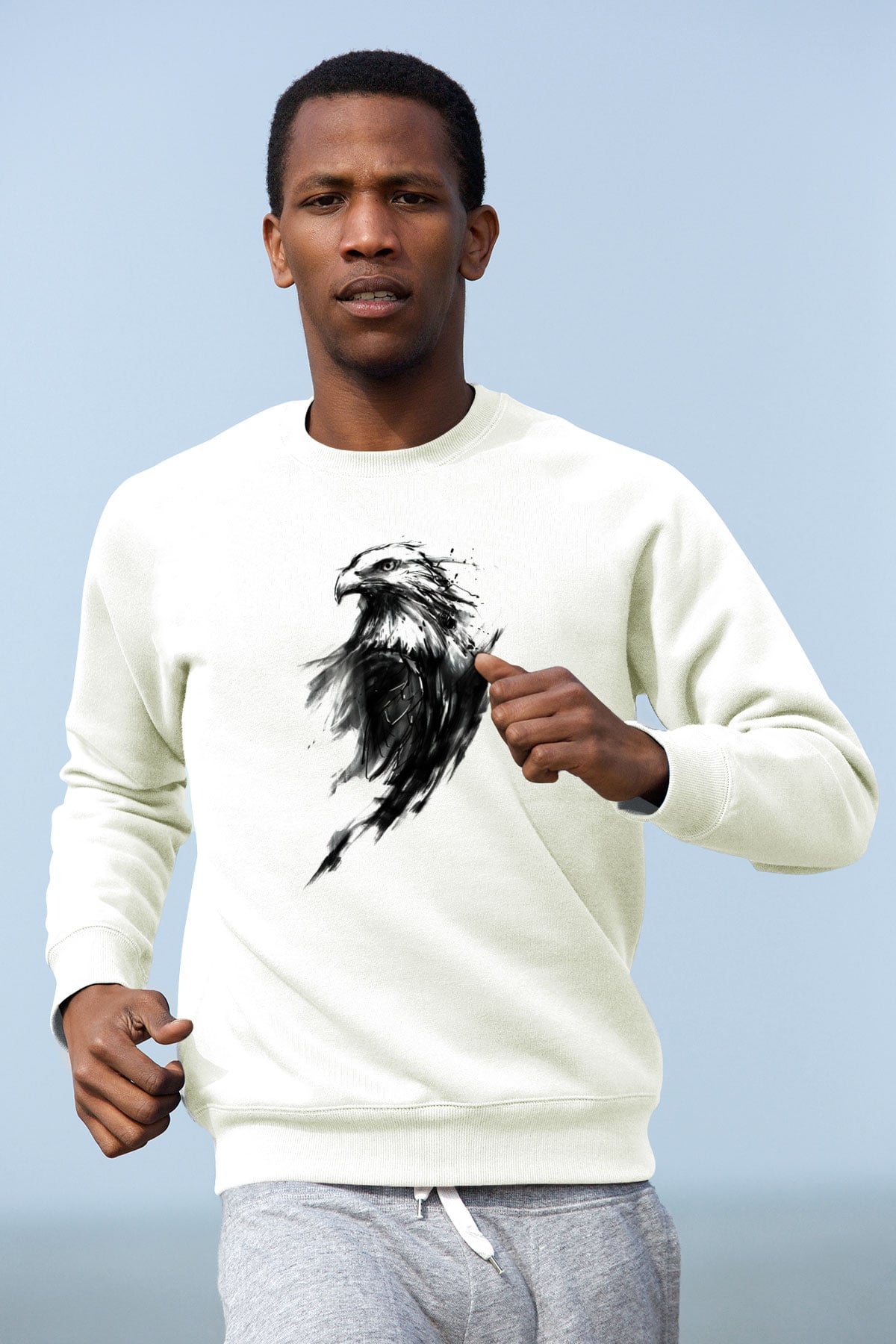 Kartal Beyaz Unisex Sweatshirt