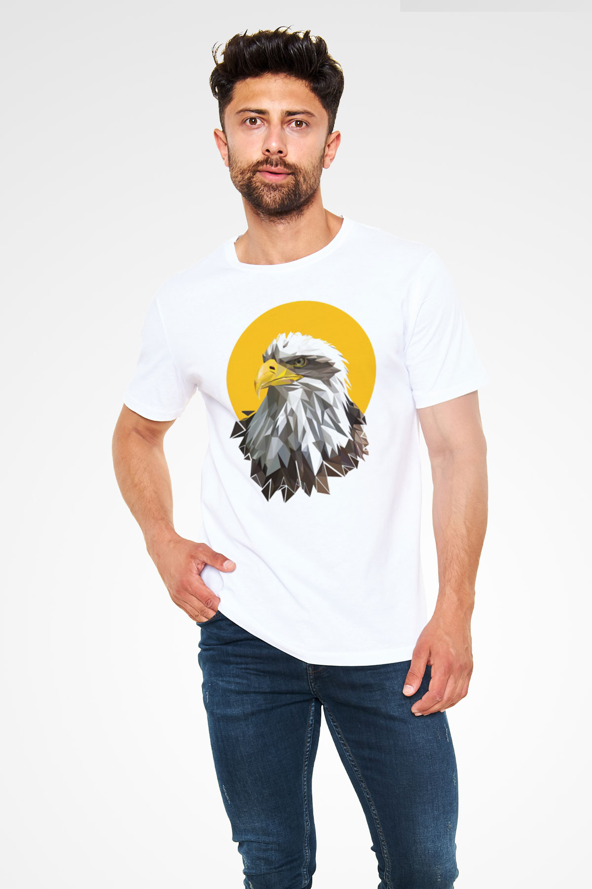 Kartal Beyaz Unisex Tişört T-Shirt - TişörtFabrikası