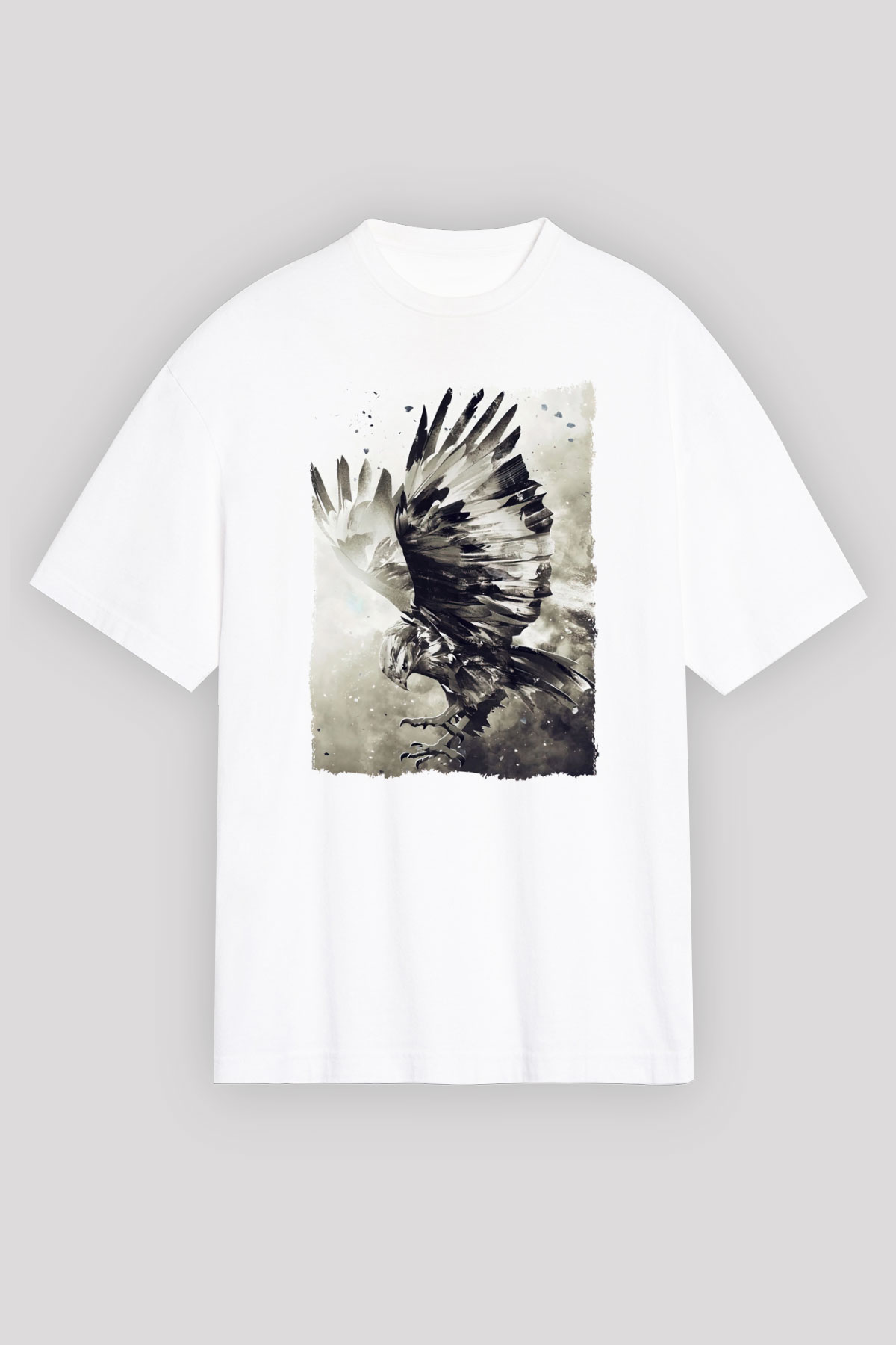 Kartal Beyaz Oversize Tişört Oversize T-shirt - TişörtFabrikası