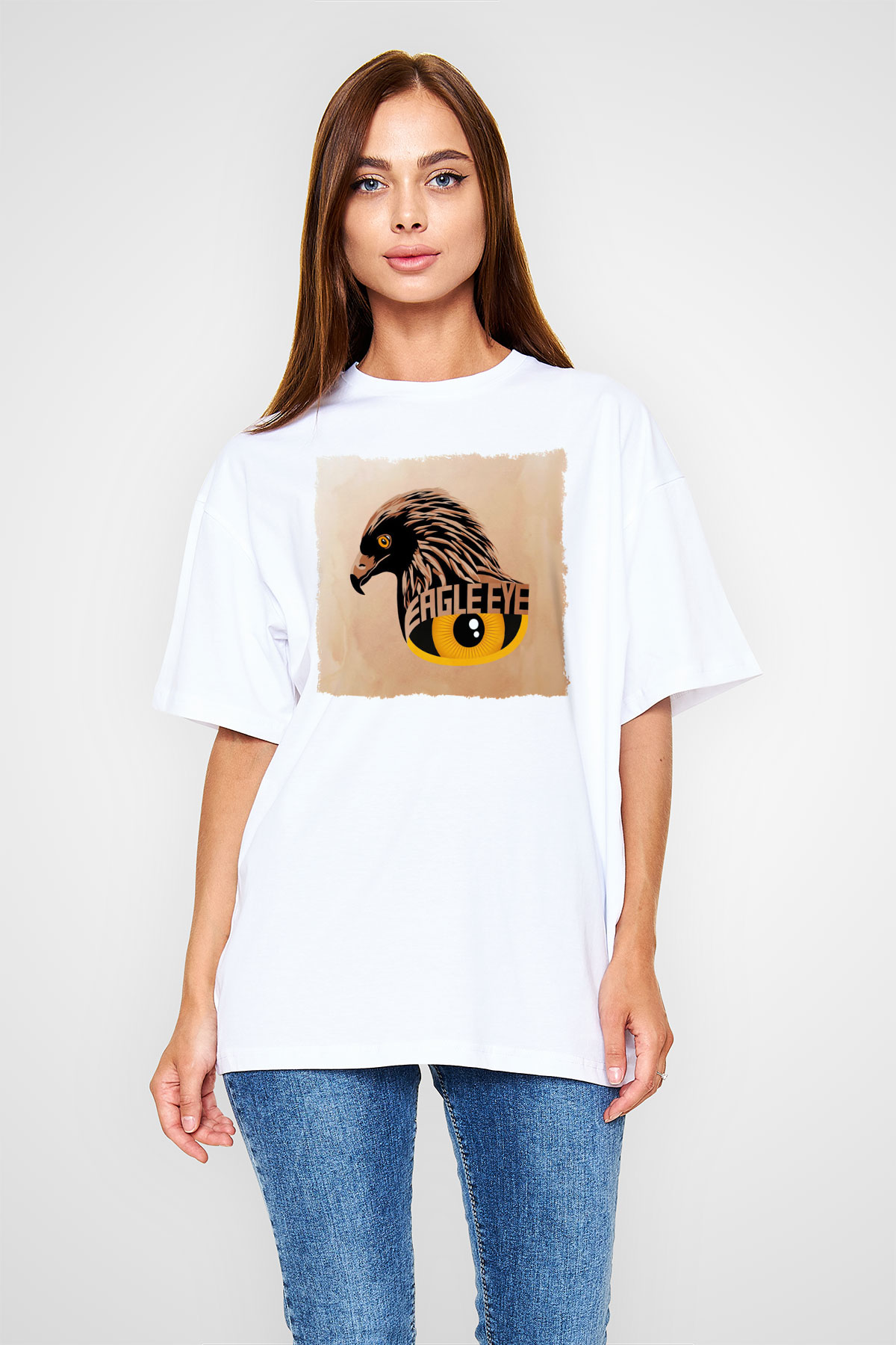 Kartal Beyaz Oversize Tişört Oversize T-shirt - TişörtFabrikası