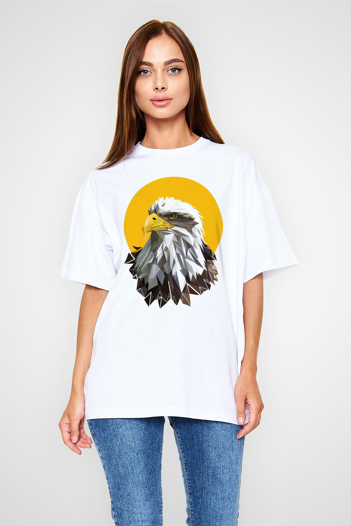 Kartal Beyaz Oversize Tişört Oversize T-shirt - TişörtFabrikası
