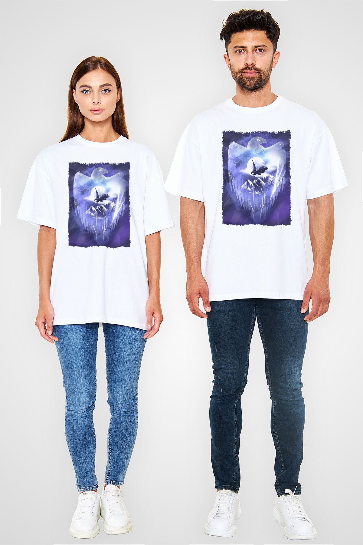 Kartal Beyaz Oversize Tişört Oversize T-shirt - TişörtFabrikası