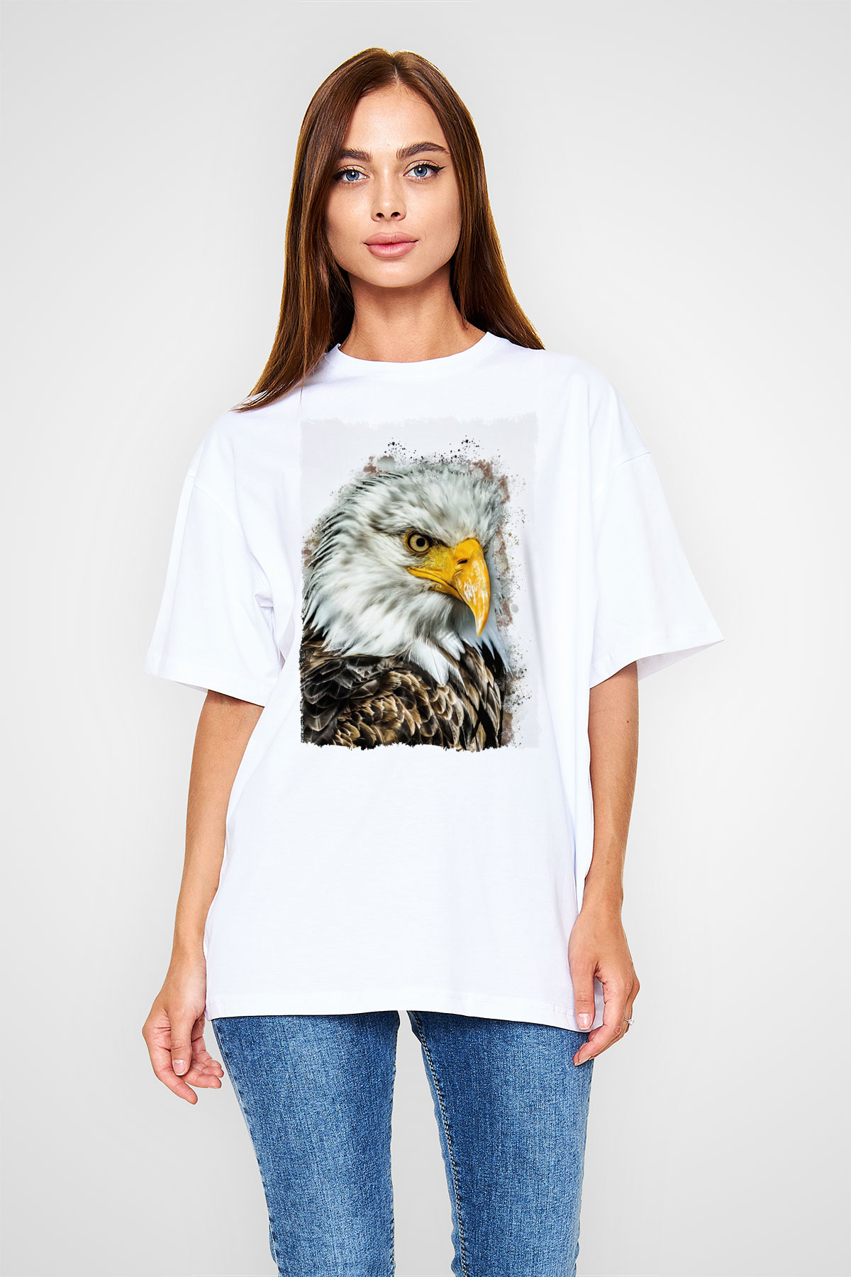 Kartal Beyaz Oversize Tişört Oversize T-shirt - TişörtFabrikası