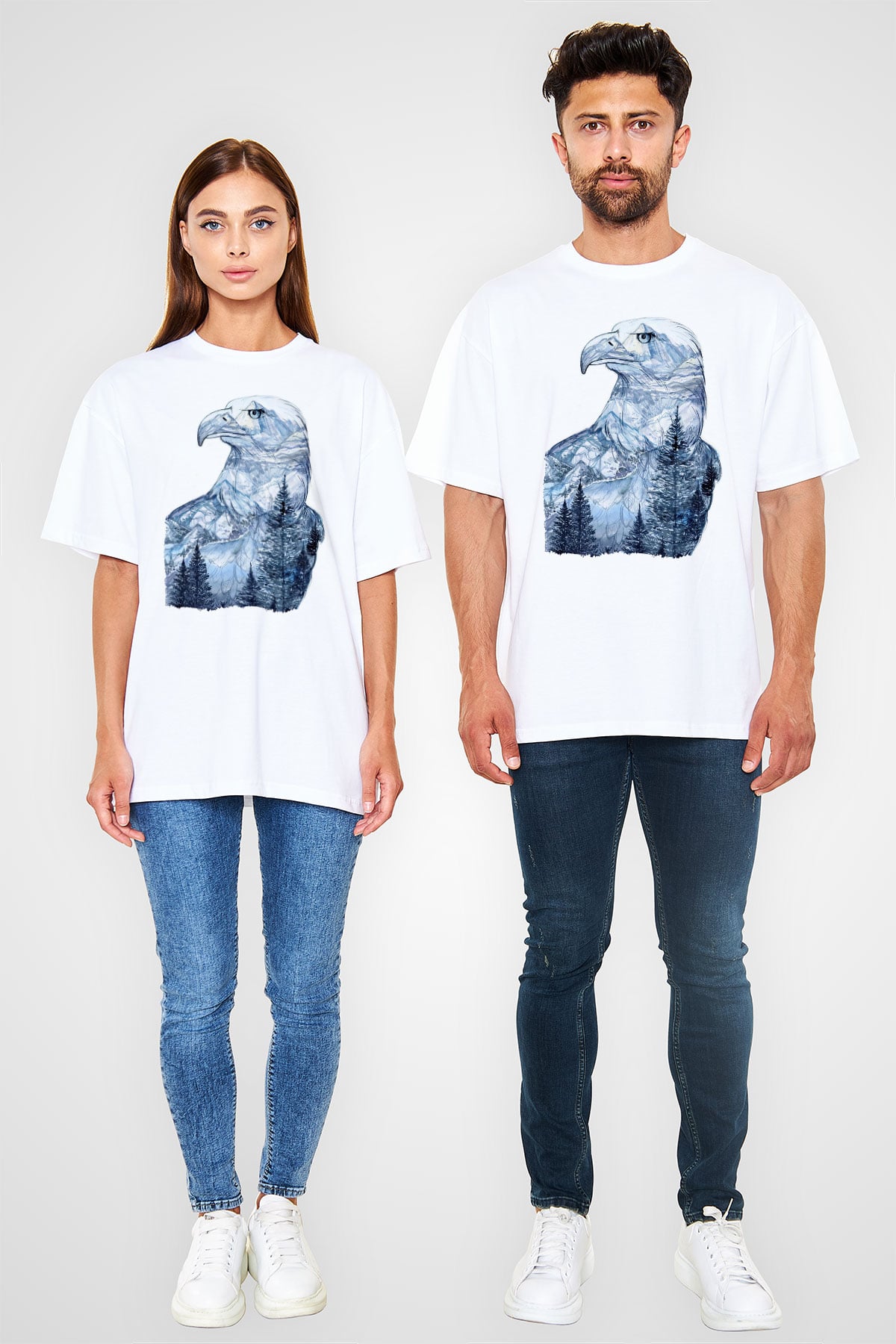 Kartal Beyaz Oversize Tişört Oversize T-shirt - TişörtFabrikası