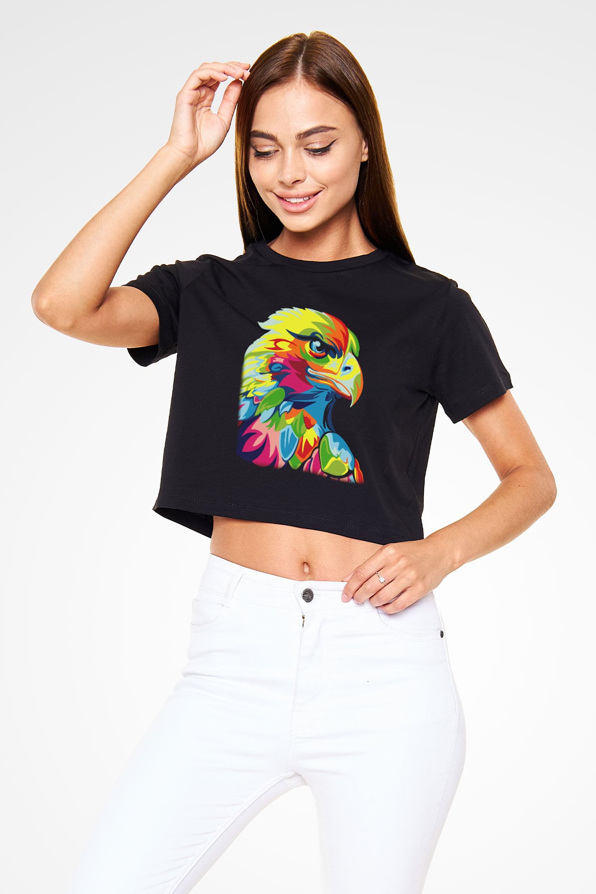 Kartal Siyah Crop Top Tişört