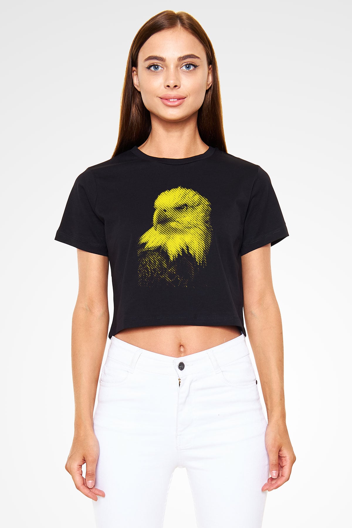 Kartal Siyah  Crop Top Tişört