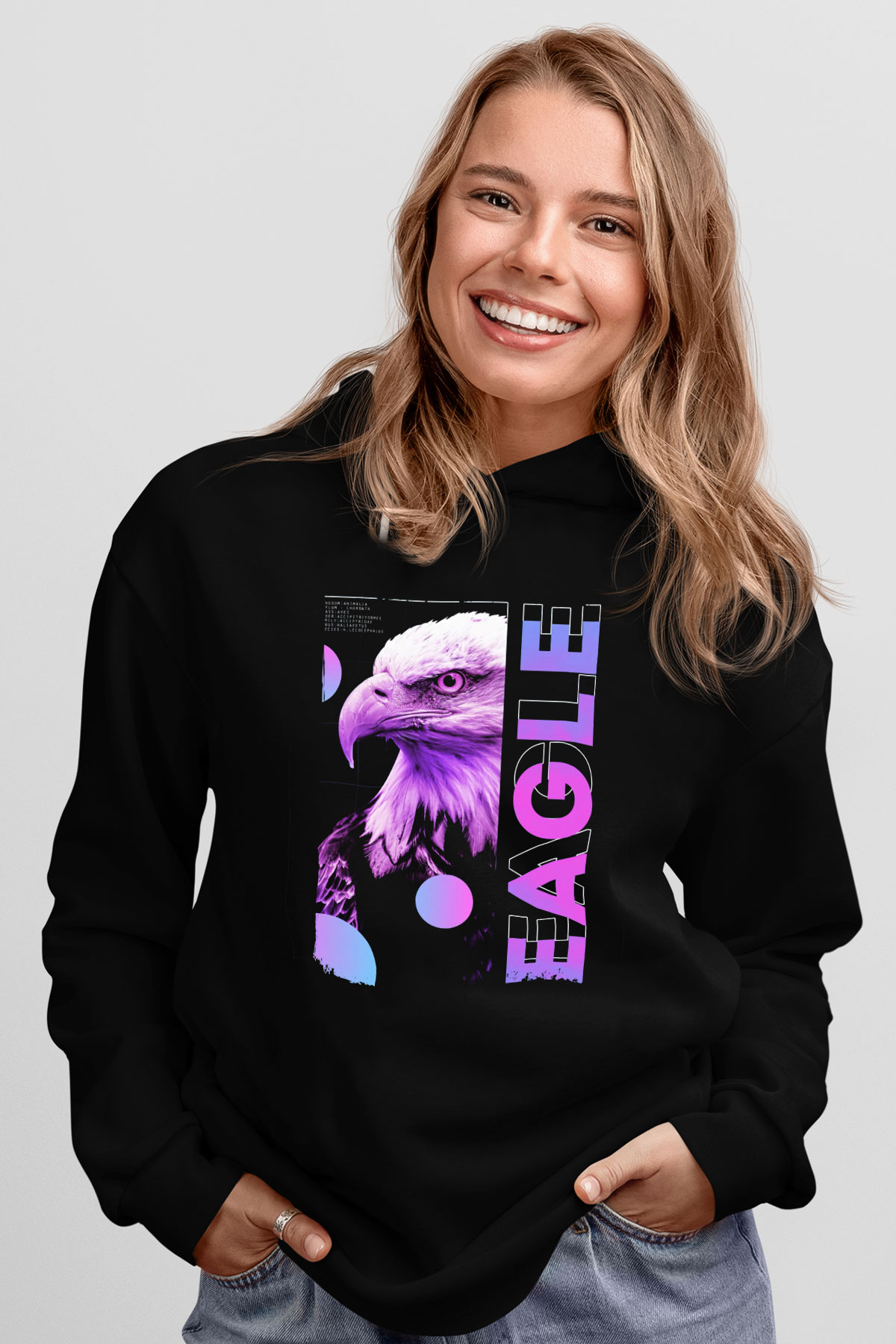 Kartal Siyah Unisex Hoodie