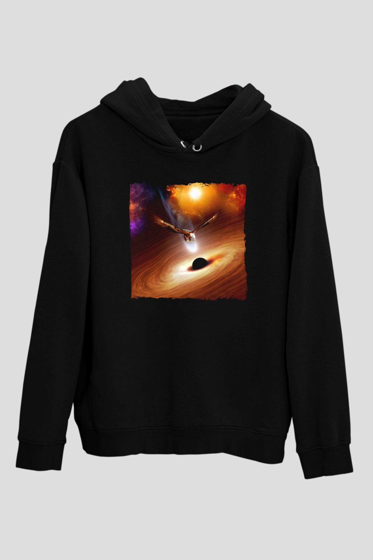 Kartal Siyah Unisex Hoodie