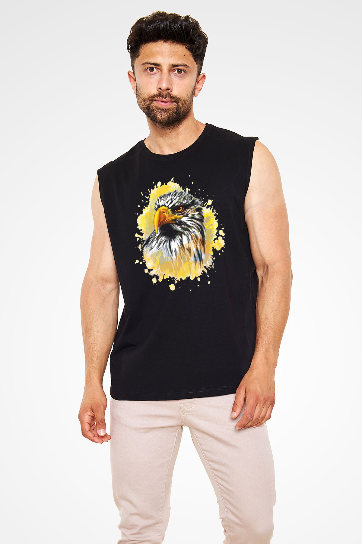 Kartal Siyah Unisex Kolsuz Tişört