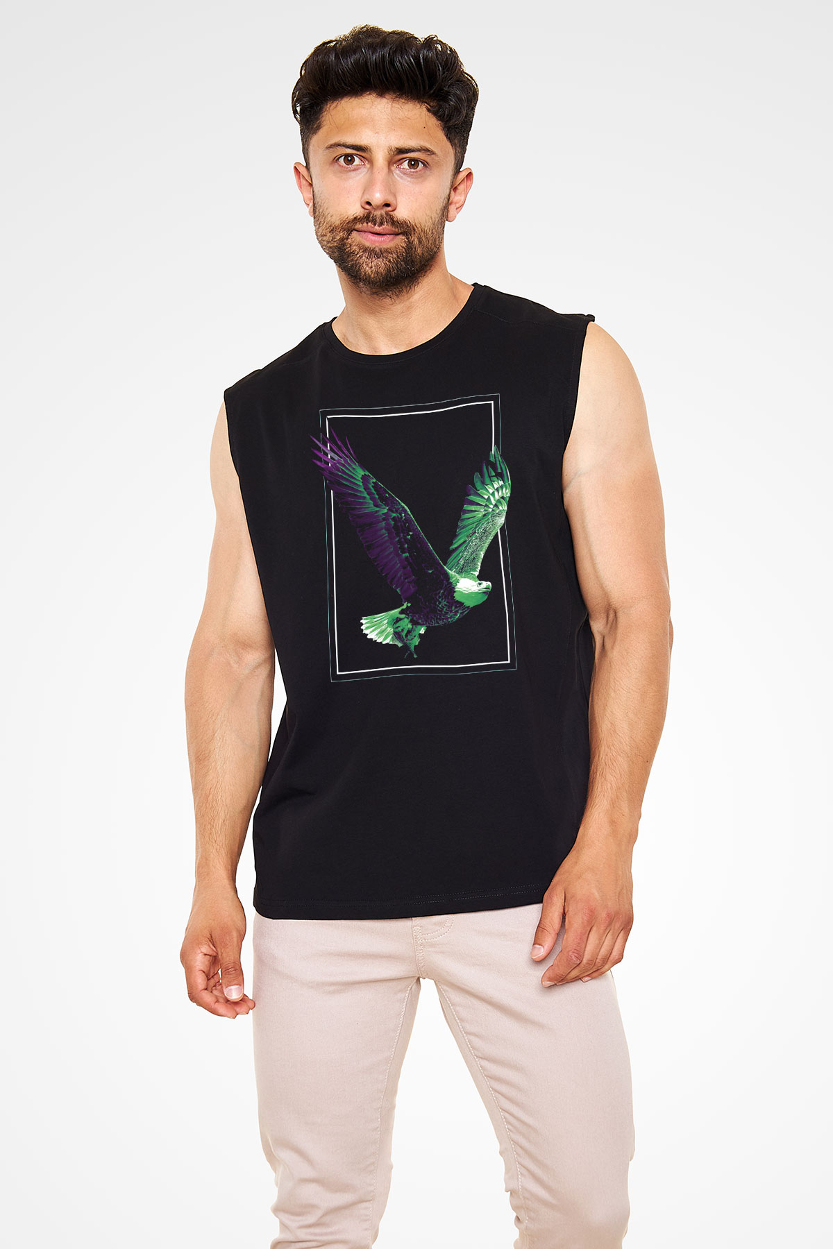 Kartal Siyah Unisex Kolsuz Tişört