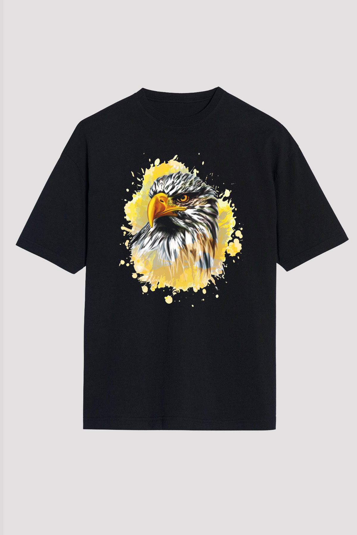 Kartal Siyah Unisex Oversize Tişört T-Shirt