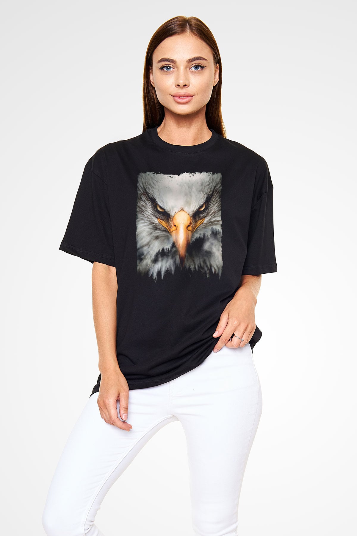 Kartal Siyah Oversize Tişört Oversize T-shirt - TişörtFabrikası