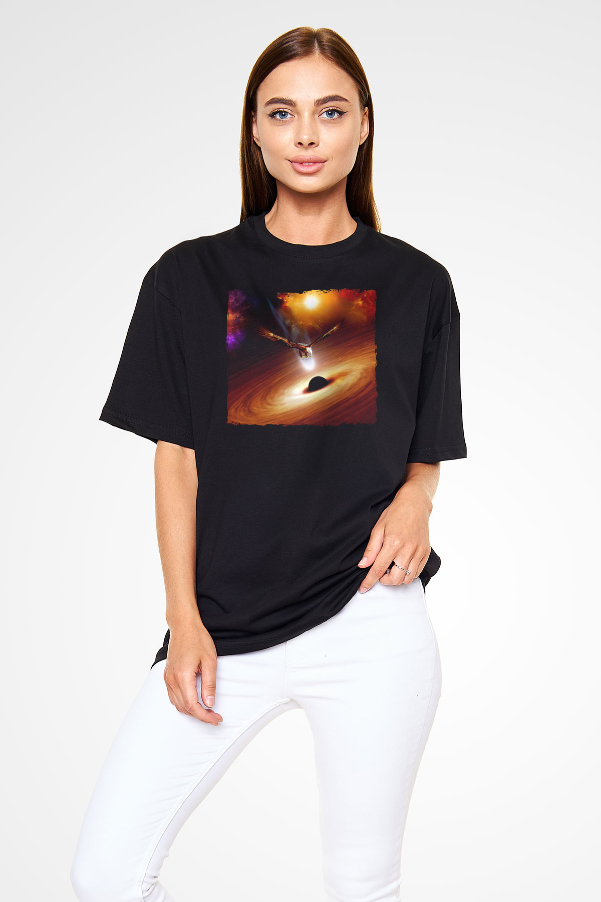 Kartal Siyah Oversize Tişört Oversize T-shirt - TişörtFabrikası