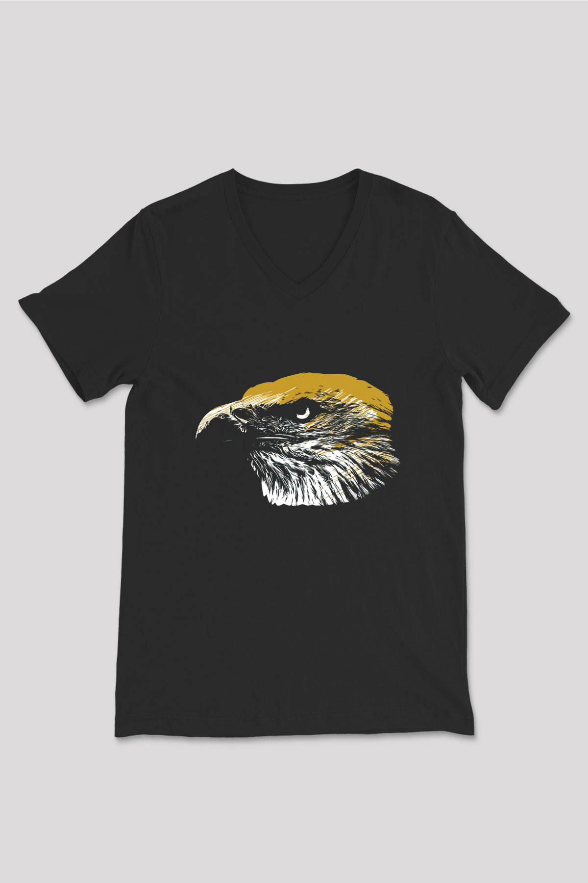 Kartal Siyah Unisex V Yaka Tişört