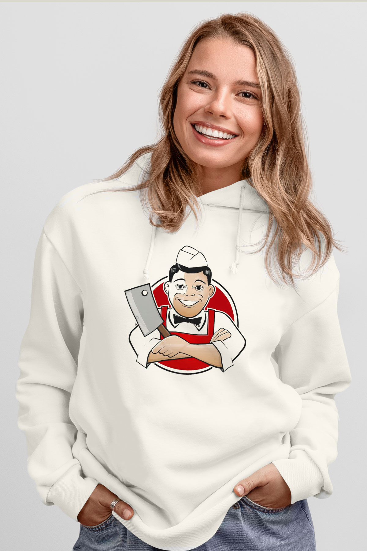 Kasap Beyaz Unisex Hoodie
