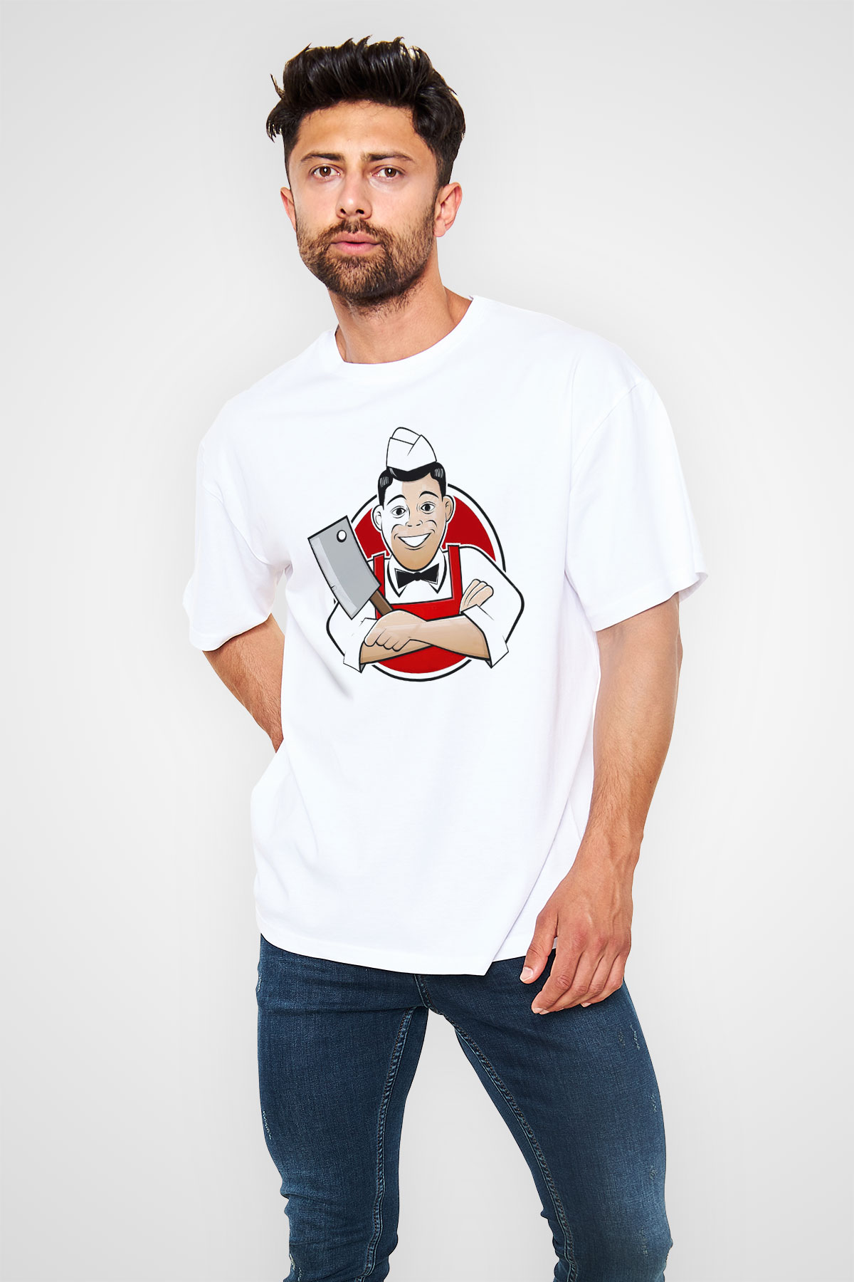 Kasap Beyaz Unisex Oversize Tişört T-Shirt