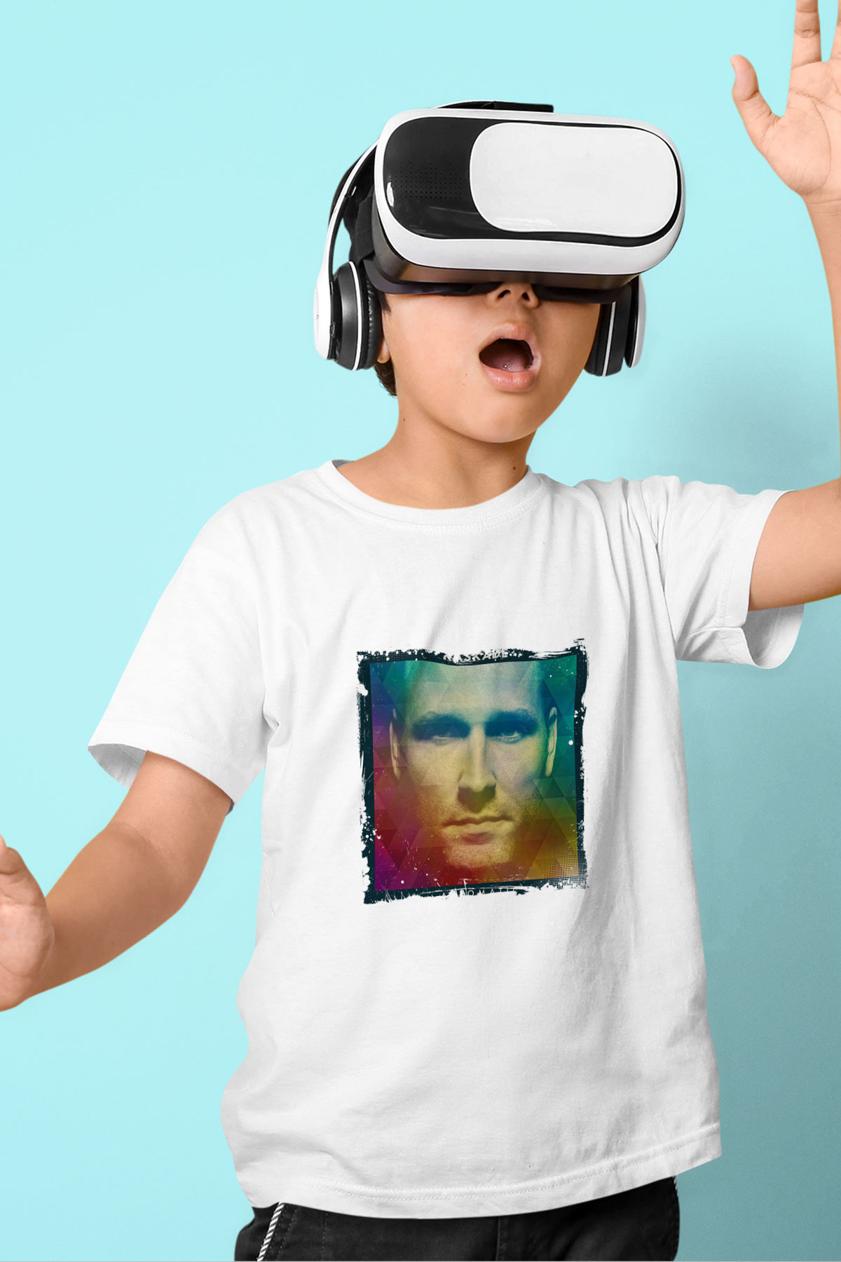 Kaskade Baskılı Beyaz Çocuk Tişört