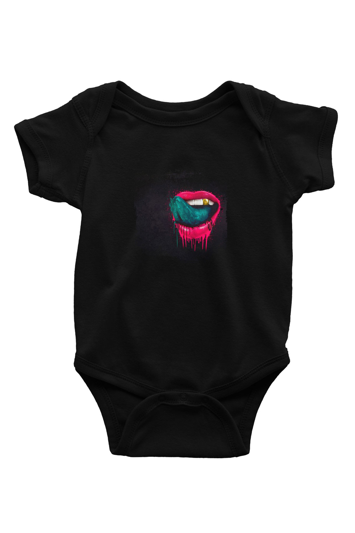 Kaskade Baskılı Unisex Siyah Bebek Body - Zıbın