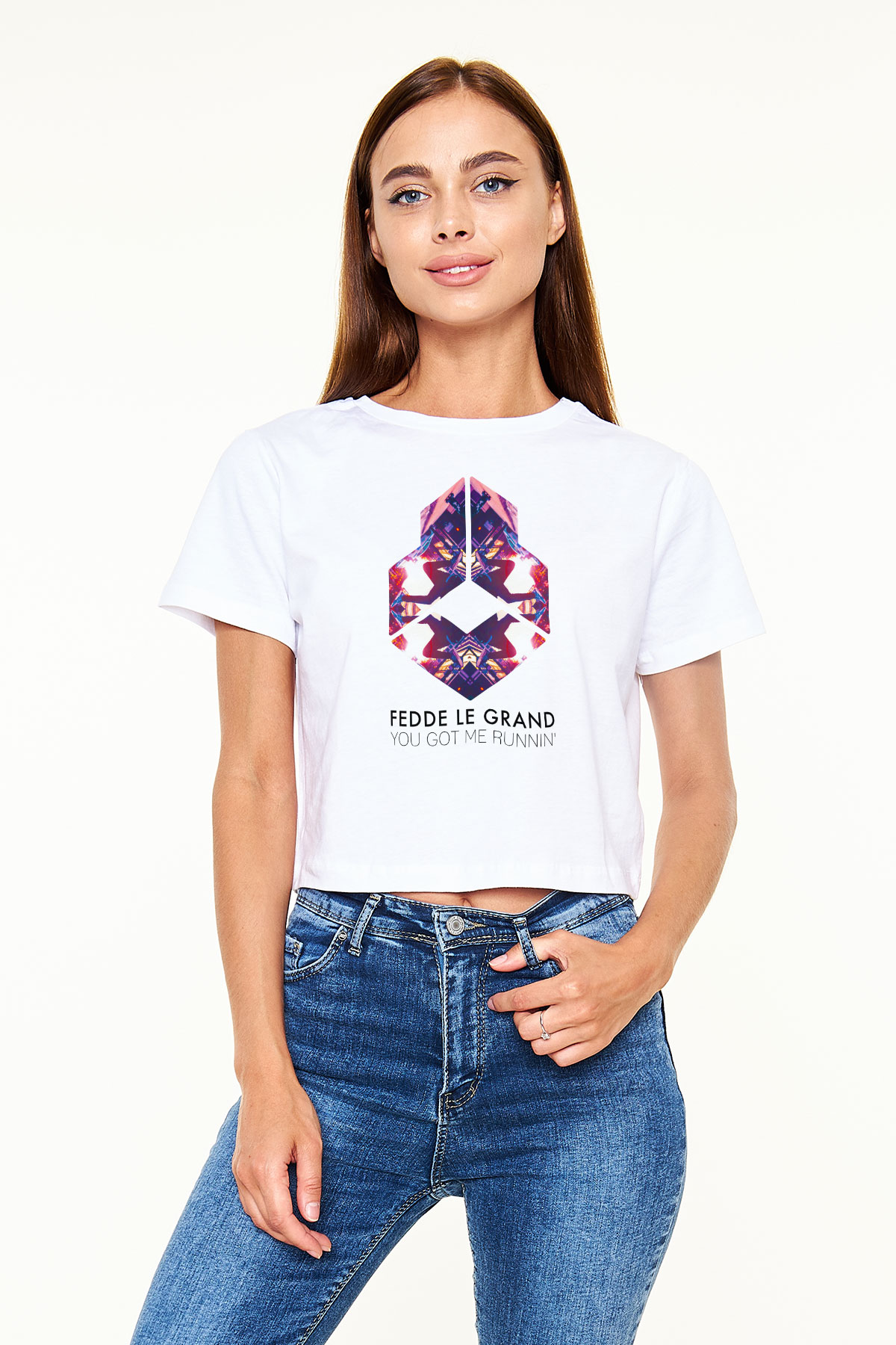 Kaskade Beyaz  Crop Top Tişört