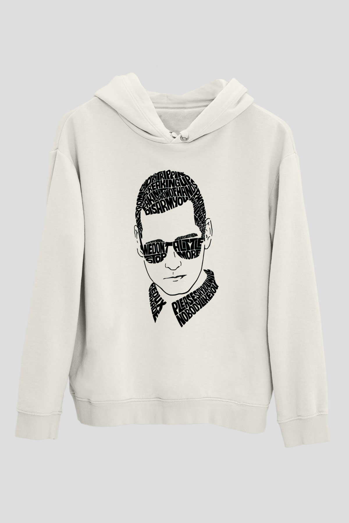Kaskade Beyaz Unisex Kapüşonlu Sweatshirt