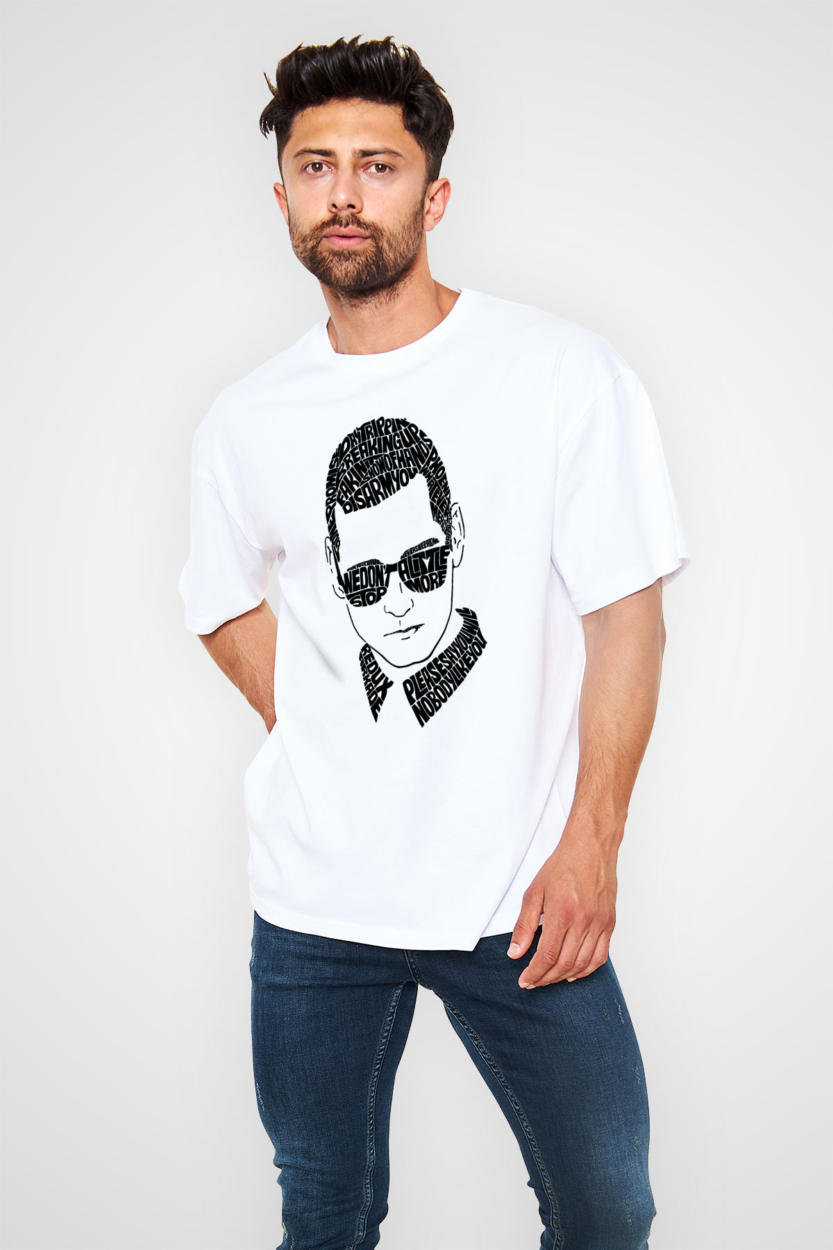 Kaskade Beyaz Oversize Tişört Oversize T-shirt - TişörtFabrikası