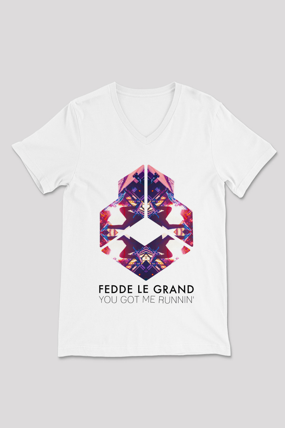 Kaskade Beyaz Unisex V Yaka Tişört