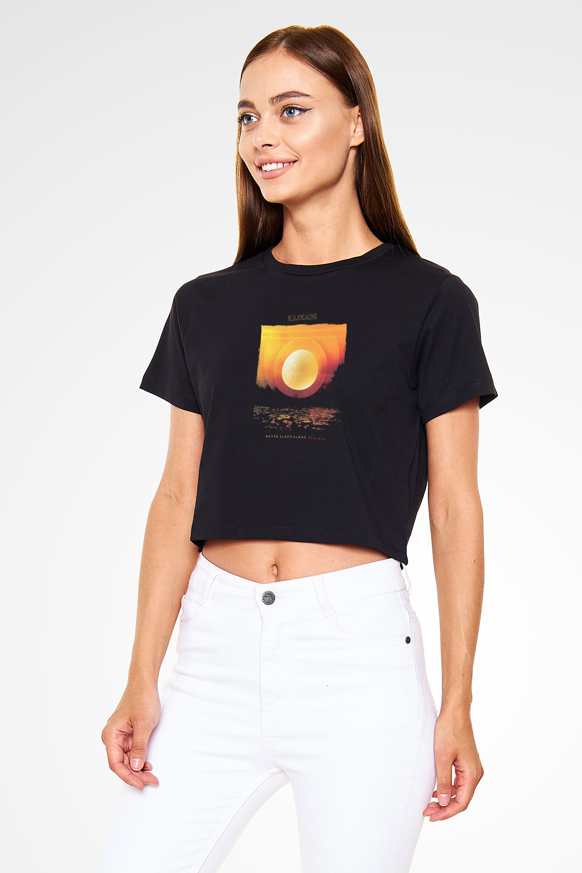 Kaskade Siyah  Crop Top Tişört