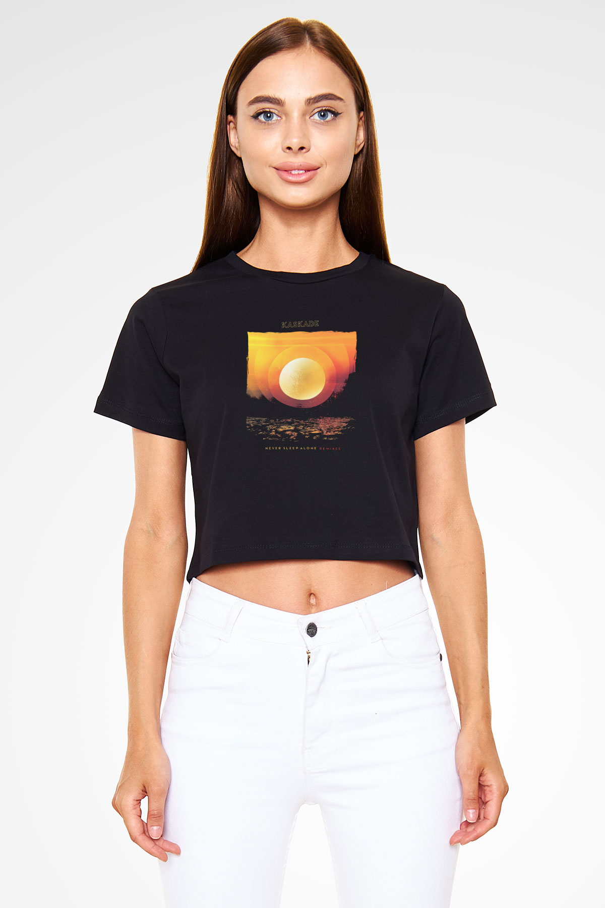 Kaskade Siyah  Crop Top Tişört