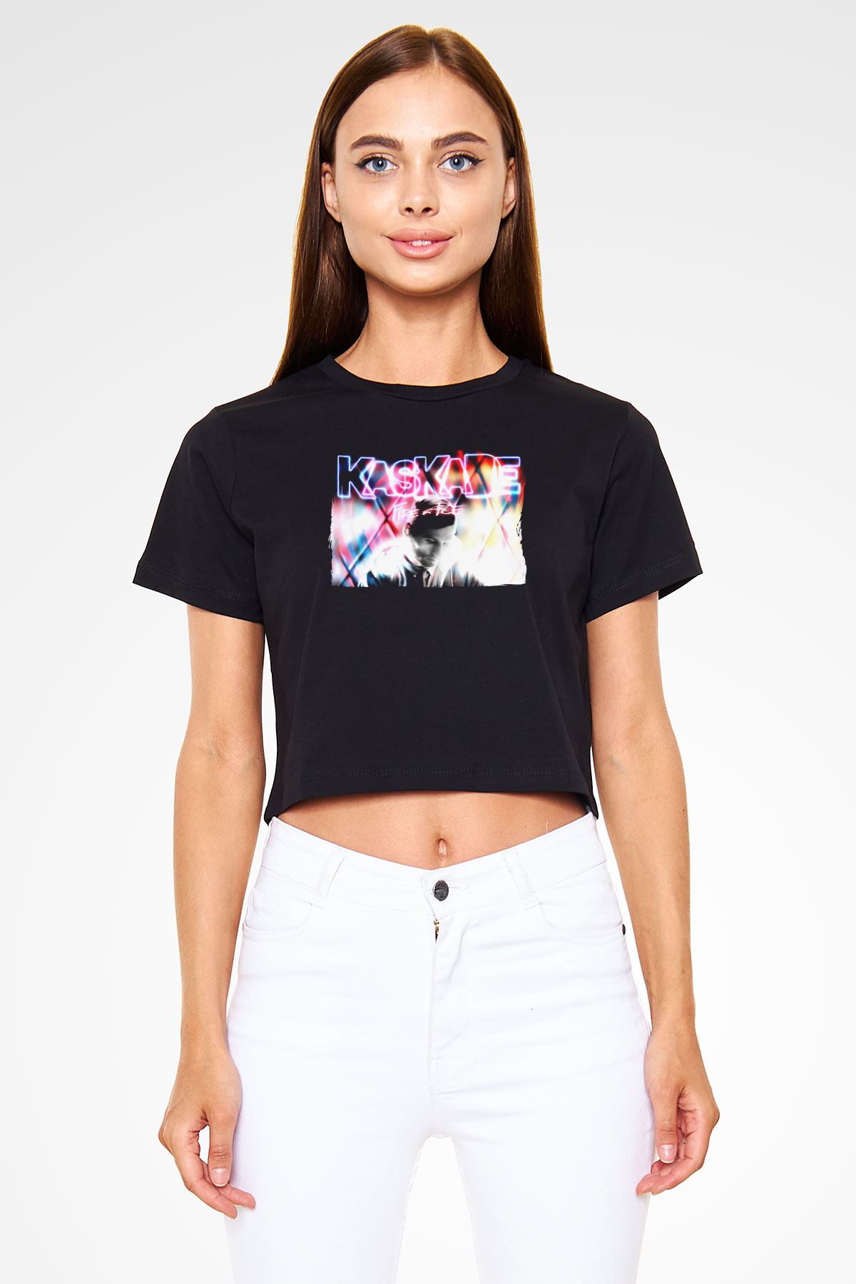 Kaskade Siyah  Crop Top Tişört