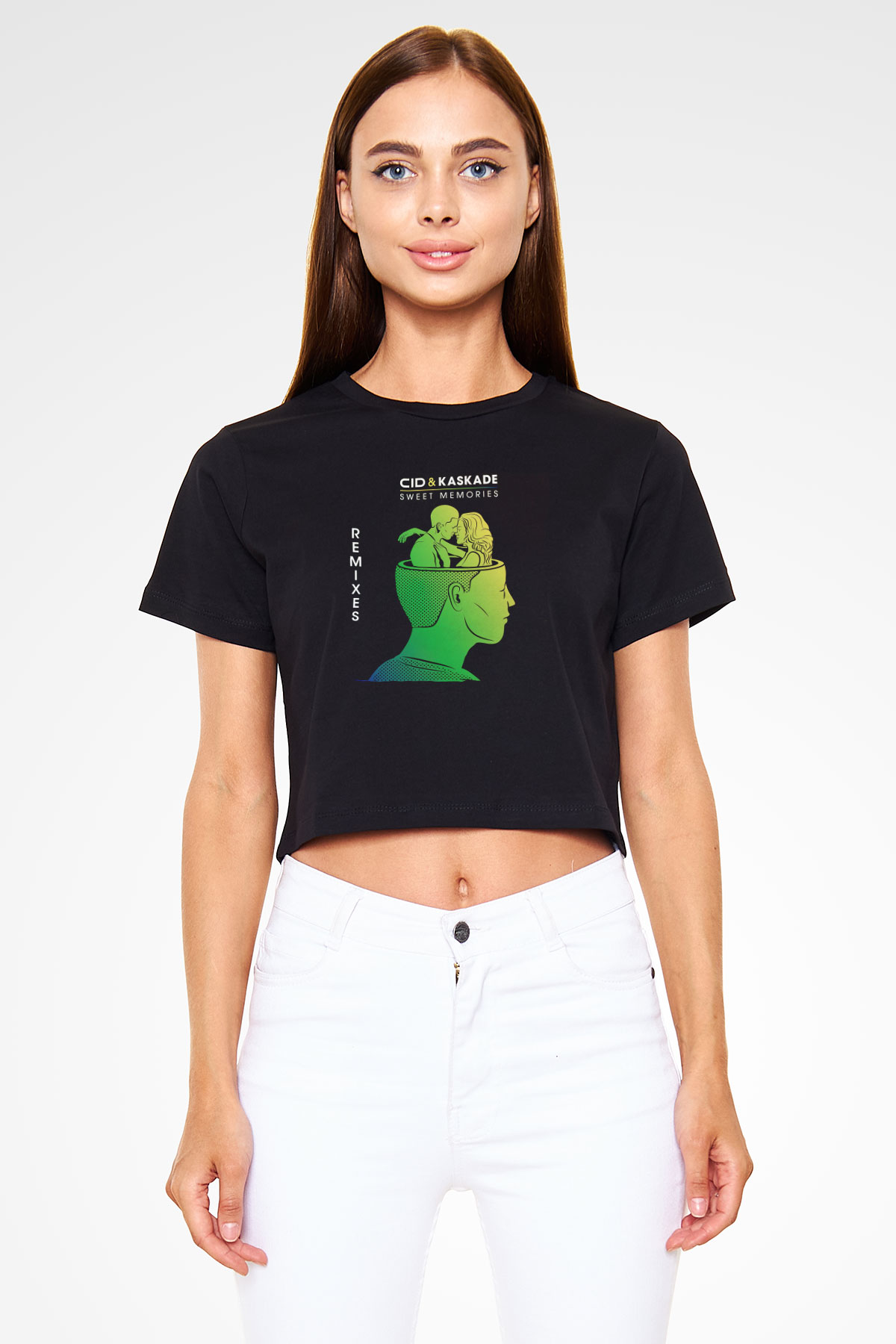 Kaskade Siyah  Crop Top Tişört