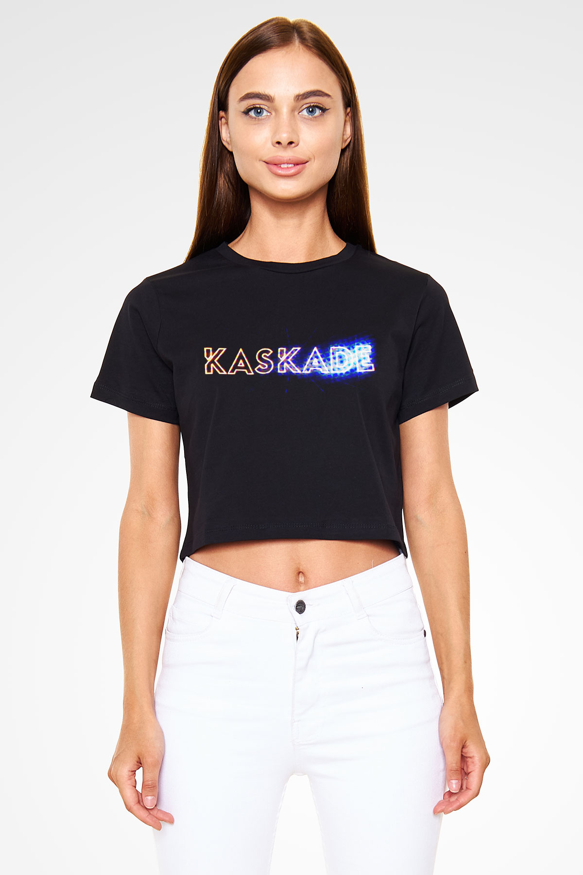 Kaskade Siyah Crop Top Tişört