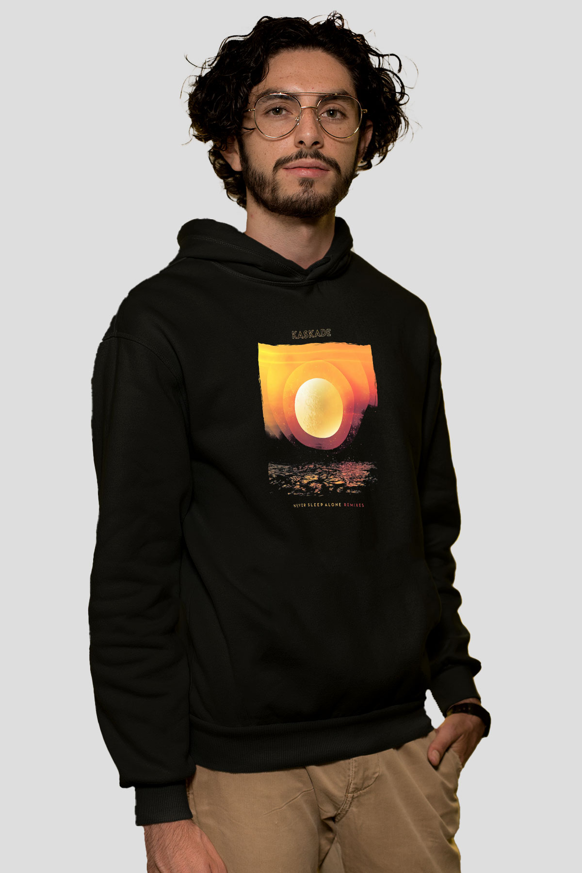 Kaskade Siyah Unisex Kapüşonlu Sweatshirt