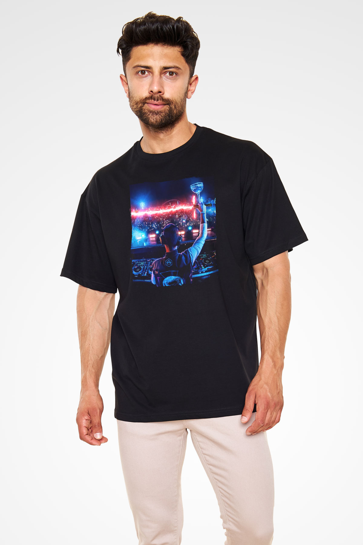 Kaskade Siyah Oversize Tişört Oversize T-shirt - TişörtFabrikası